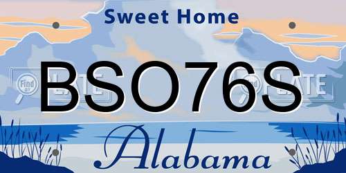 BSO76S Alabama License Plate