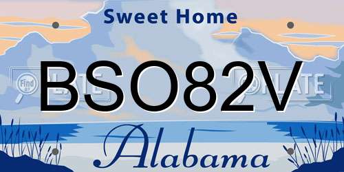 BSO82V Alabama License Plate