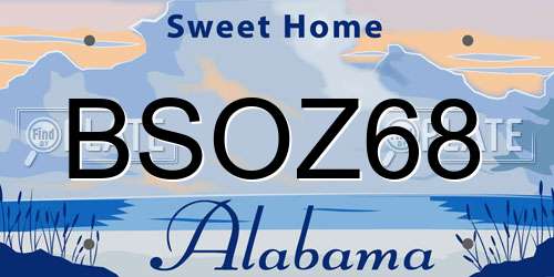 BSOZ68 Alabama License Plate