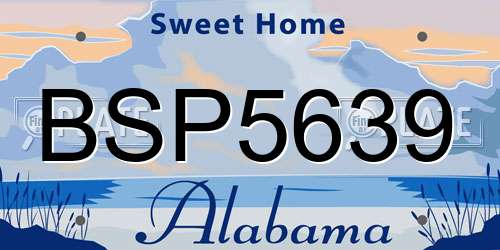 BSP5639 Alabama License Plate