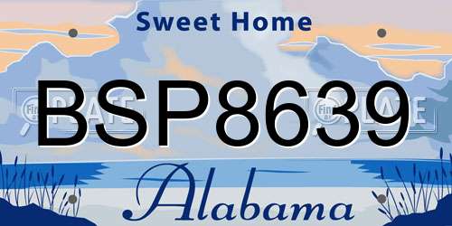 BSP8639 Alabama License Plate