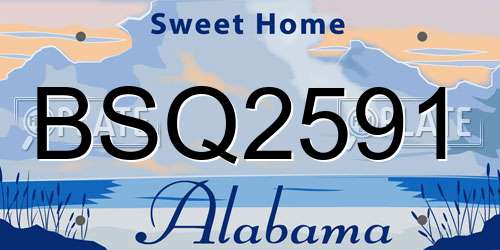 BSQ2591 Alabama License Plate
