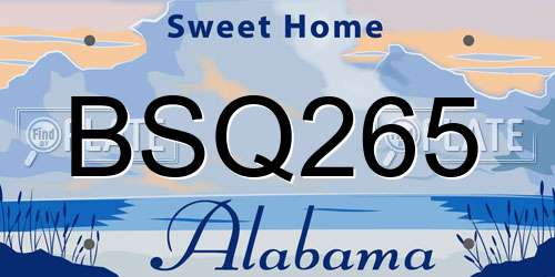 BSQ265 Alabama License Plate
