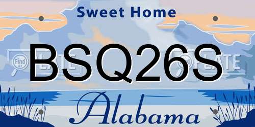 BSQ26S Alabama License Plate