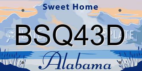 BSQ43D Alabama License Plate