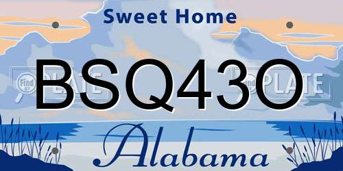 BSQ43O Alabama License Plate