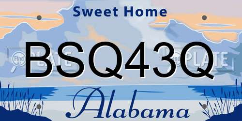 BSQ43Q Alabama License Plate