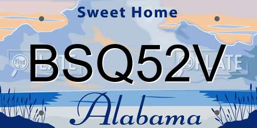 BSQ52V Alabama License Plate
