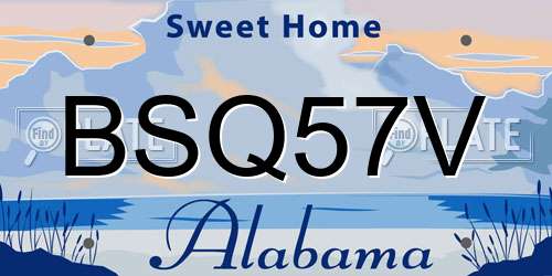 BSQ57V Alabama License Plate