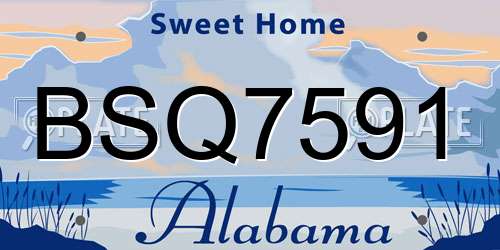 BSQ7591 Alabama License Plate