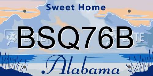 BSQ76B Alabama License Plate