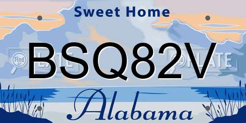 BSQ82V Alabama License Plate