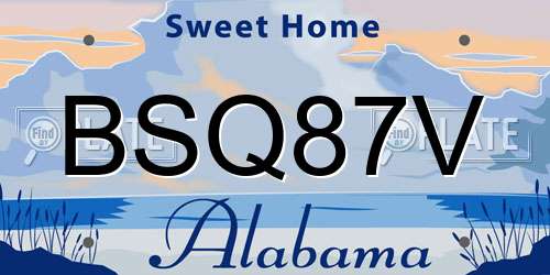 BSQ87V Alabama License Plate