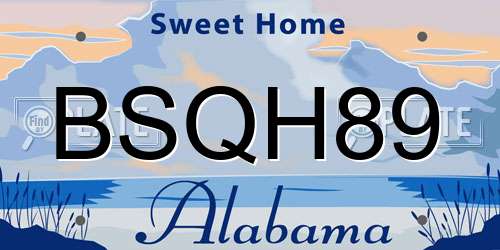 BSQH89 Alabama License Plate