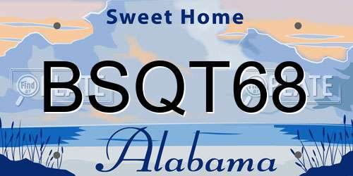 BSQT68 Alabama License Plate