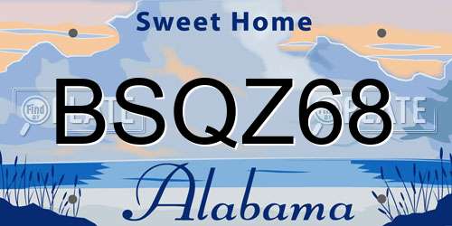 BSQZ68 Alabama License Plate