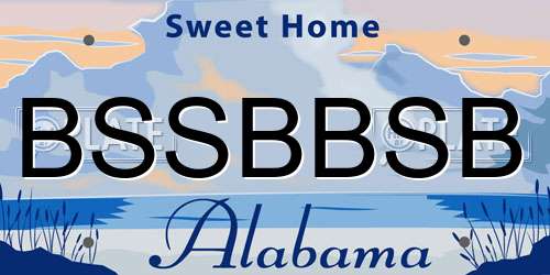 BSSBBSB Alabama License Plate