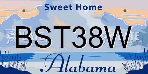 BST38W Alabama License Plate