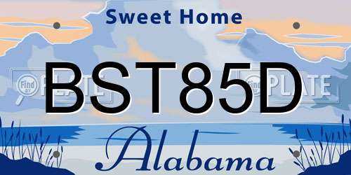 BST85D Alabama License Plate
