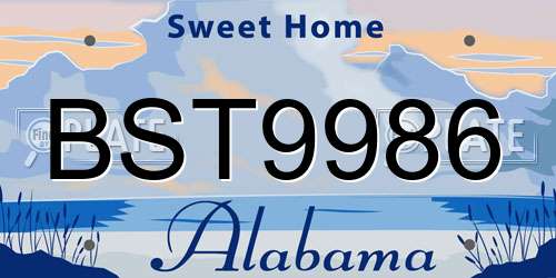 BST9986 Alabama License Plate