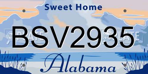 BSV2935 Alabama License Plate