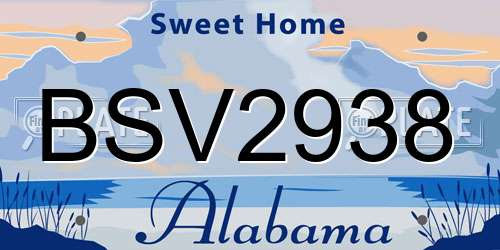 BSV2938 Alabama License Plate