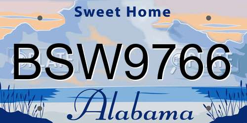 BSW9766 Alabama License Plate