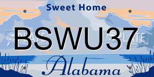 BSWU37 Alabama License Plate