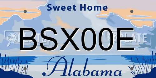 BSX00E Alabama License Plate