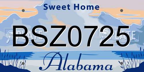 BSZ0725 Alabama License Plate