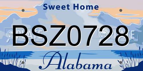 BSZ0728 Alabama License Plate