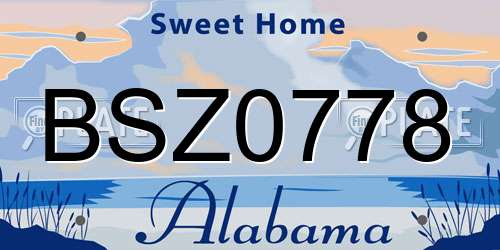 BSZ0778 Alabama License Plate