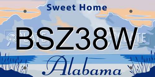 BSZ38W Alabama License Plate