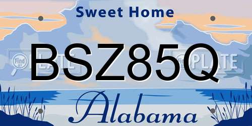 BSZ85Q Alabama License Plate
