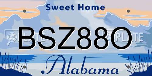 BSZ88O Alabama License Plate