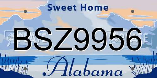 BSZ9956 Alabama License Plate