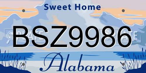 BSZ9986 Alabama License Plate