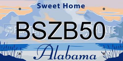 BSZB50 Alabama License Plate