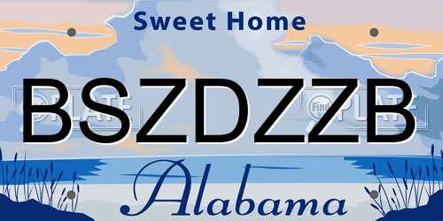 BSZDZZB Alabama License Plate