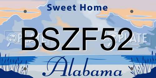 BSZF52 Alabama License Plate