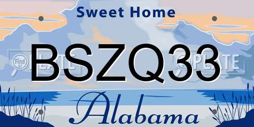 BSZQ33 Alabama License Plate