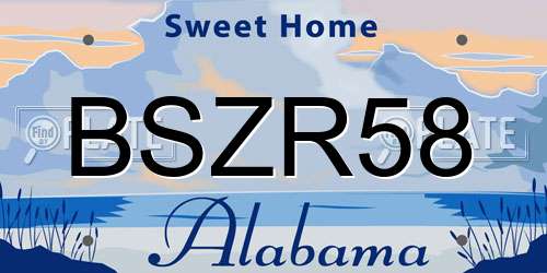 BSZR58 Alabama License Plate