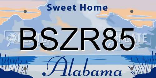 BSZR85 Alabama License Plate
