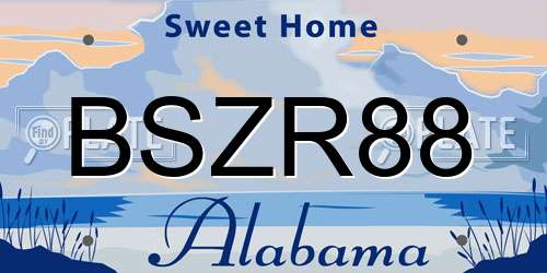 BSZR88 Alabama License Plate