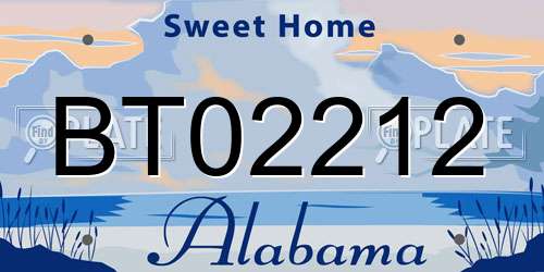 BT02212 Alabama License Plate