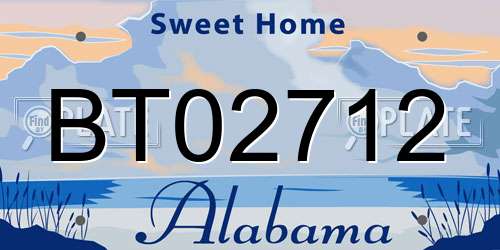 BT02712 Alabama License Plate
