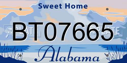 BT07665 Alabama License Plate