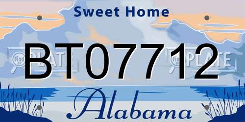 BT07712 Alabama License Plate