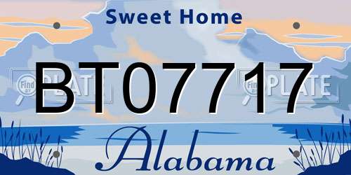 BT07717 Alabama License Plate