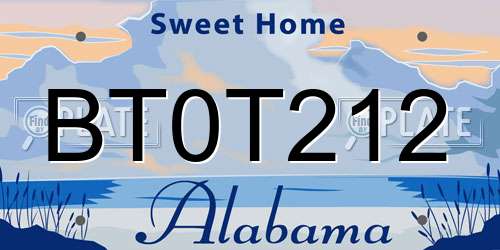 BT0T212 Alabama License Plate